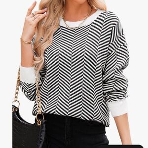 Red & White Chevron Crewneck Sweater